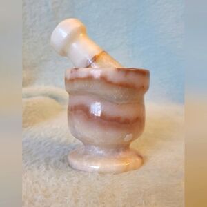 Small Banded Calcite Mortar And Pestle